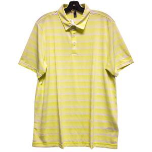 ADIDAS GOLF Polo Shirt Mens XL Neon Green Two-Color Stripe Casual Athleisure